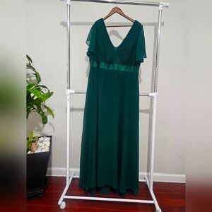 Plus Size Empire Waist Evening Dress with Short Sleeves